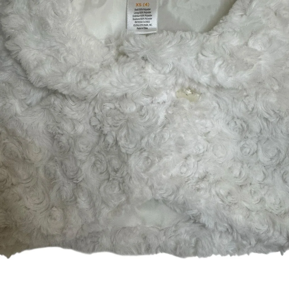 Lot Of 2‎ Gymboree & Wonder Nation Girl White Faux Fur Winter Coat Cape 4 & 6